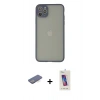 MARSİLYAN™- iPhone 12 Pro Max Kılıf Ahenk Çizgi Serisi - Siyah Joko 5D Cam + Renkli Kamera Lens Koruma Cam - MI