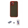 MARSİLYAN™- iPhone 12 Pro Max Kılıf Ahenk Çizgi Serisi - Siyah Joko 5D Cam + Renkli Kamera Lens Koruma Cam - MI