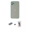 MARSİLYAN™- iPhone 12 Pro Max Kılıf Ahenk Çizgi Serisi - Siyah Joko 5D Cam + Renkli Kamera Lens Koruma Cam - MI