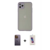 MARSİLYAN™- iPhone 12 Pro Max Kılıf Ahenk Çizgi Serisi - Siyah Joko 5D Cam + Neon Fosforlu Kamera Lens - SI