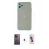 MARSİLYAN™- iPhone 12 Pro Max Kılıf Ahenk Çizgi Serisi - Siyah Joko 5D Cam + Neon Fosforlu Kamera Lens - SI