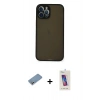 MARSİLYAN™- iPhone 12 Pro Max Kılıf Ahenk Çizgi Serisi - Siyah Joko 5D Cam + Shine Kamera Lens Koruma Cam - GS
