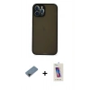 MARSİLYAN™- iPhone 12 Pro Max Kılıf Ahenk Çizgi Serisi - Siyah Joko 5D Cam + Shine Kamera Lens Koruma Cam - SH