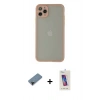 MARSİLYAN™- iPhone 12 Pro Max Kılıf Ahenk Çizgi Serisi - Siyah Joko 5D Cam + Shine Kamera Lens Koruma Cam - SH