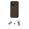 MARSİLYAN™- iPhone 12 Pro Max Kılıf Ahenk Çizgi Serisi - Siyah Joko 5D Cam + Shine Kamera Lens Koruma Cam - PE