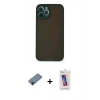 MARSİLYAN™- iPhone 12 Pro Max Kılıf Ahenk Çizgi Serisi - Siyah Joko 5D Cam + Shine Kamera Lens Koruma Cam - SH
