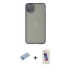 MARSİLYAN™- iPhone 12 Pro Max Kılıf Ahenk Çizgi Serisi - Siyah Joko 5D Cam + Shine Kamera Lens Koruma Cam - MI