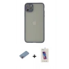 MARSİLYAN™- iPhone 12 Pro Max Kılıf Ahenk Çizgi Serisi - Siyah Joko 5D Cam + Shine Kamera Lens Koruma Cam - PE