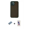 MARSİLYAN™- iPhone 12 Pro Max Kılıf Ahenk Çizgi Serisi - Siyah Joko 5D Cam + Shine Kamera Lens Koruma Cam - GS
