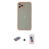 MARSİLYAN™- iPhone 12 Pro Max Kılıf Ahenk Çizgi Serisi - Siyah Joko 5D Cam + Renkli Kamera Lens Koruma Cam - TU