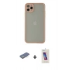 MARSİLYAN™- iPhone 12 Pro Max Kılıf Ahenk Çizgi Serisi - Siyah Joko 5D Cam + Yeşil Renkli Kamera Lens Koruma Cam