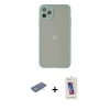 MARSİLYAN™- iPhone 12 Pro Max Kılıf Ahenk Çizgi Serisi - Siyah Joko 5D Cam + Yeşil Renkli Kamera Lens Koruma Cam