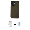 MARSİLYAN™- iPhone 12 Pro Max Kılıf Ahenk Çizgi Serisi - Siyah Joko Magic 5D Cam + Gold Shine Kamera Lens