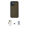 MARSİLYAN™- iPhone 12 Pro Max Kılıf Ahenk Çizgi Serisi - Siyah Joko Magic 5D Cam + Gold Shine Kamera Lens