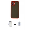 MARSİLYAN™- iPhone 12 Pro Max Kılıf Ahenk Çizgi Serisi - Siyah Joko Magic 5D Cam + Lacivert Shine Kamera Lens