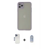 MARSİLYAN™- iPhone 12 Pro Max Kılıf Ahenk Çizgi Serisi - Siyah Joko Magic 5D Cam + Lacivert Shine Kamera Lens