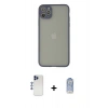 MARSİLYAN™- iPhone 12 Pro Max Kılıf Ahenk Çizgi Serisi - Siyah Joko Magic 5D Cam + Lacivert Shine Kamera Lens