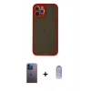 MARSİLYAN™- iPhone 12 Pro Max Kılıf Ahenk Çizgi Serisi - Siyah Joko Magic 5D Cam + Neon Fosforlu Kamera Lens - MI