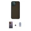 MARSİLYAN™- iPhone 12 Pro Max Kılıf Ahenk Çizgi Serisi - Siyah Joko Magic 5D Cam + Neon Fosforlu Kamera Lens - SI