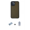 MARSİLYAN™- iPhone 12 Pro Max Kılıf Ahenk Çizgi Serisi - Siyah Joko Magic 5D Cam + Shine Kamera Lens Koruma Cam - MI
