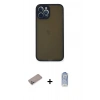 MARSİLYAN™- iPhone 12 Pro Max Kılıf Ahenk Çizgi Serisi - Siyah Joko Magic 5D Cam + Shine Kamera Lens Koruma Cam - SABE