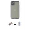 MARSİLYAN™- iPhone 12 Pro Max Kılıf Ahenk Çizgi Serisi - Siyah Joko Magic 5D Cam + Shine Kamera Lens Koruma Cam - SABE