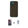 MARSİLYAN™- iPhone 12 Pro Max Kılıf Ahenk Çizgi Serisi - Siyah Joko Magic 5D Cam + Neon Fosforlu Kamera Lens - TU
