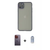 MARSİLYAN™- iPhone 12 Pro Max Kılıf Ahenk Çizgi Serisi - Siyah Joko Magic 5D Cam + Neon Fosforlu Kamera Lens - TU