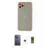 MARSİLYAN™- iPhone 12 Pro Max Kılıf Ahenk Çizgi Serisi - Siyah Joko Magic 5D Hayalet Cam + Beyaz Neon Fosforlu Kamera Lens