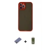MARSİLYAN™- iPhone 12 Pro Max Kılıf Ahenk Çizgi Serisi - Siyah Joko Magic 5D Hayalet Cam + Gold Metal Kamera Lens Koruma Cam