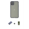 MARSİLYAN™- iPhone 12 Pro Max Kılıf Ahenk Çizgi Serisi - Siyah Joko Magic 5D Hayalet Cam + Gold Metal Kamera Lens Koruma Cam