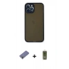 MARSİLYAN™- iPhone 12 Pro Max Kılıf Ahenk Çizgi Serisi - Siyah Joko Magic 5D Hayalet Cam + Gold Metal Kamera Lens Koruma Cam
