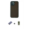 MARSİLYAN™- iPhone 12 Pro Max Kılıf Ahenk Çizgi Serisi - Siyah Joko Magic 5D Hayalet Cam + Gold Metal Kamera Lens Koruma Cam