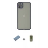 MARSİLYAN™- iPhone 12 Pro Max Kılıf Ahenk Çizgi Serisi - Siyah Joko Magic 5D Hayalet Cam + Gümüş Shine Kamera Lens Koruma Cam