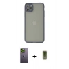 MARSİLYAN™- iPhone 12 Pro Max Kılıf Ahenk Çizgi Serisi - Siyah Joko Magic 5D Hayalet Cam + Neon Fosforlu Kamera Lens - YL