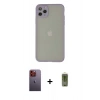 MARSİLYAN™- iPhone 12 Pro Max Kılıf Ahenk Çizgi Serisi - Siyah Joko Magic 5D Hayalet Cam + Neon Fosforlu Kamera Lens - TU