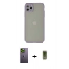 MARSİLYAN™- iPhone 12 Pro Max Kılıf Ahenk Çizgi Serisi - Siyah Joko Magic 5D Hayalet Cam + Neon Fosforlu Kamera Lens - YL