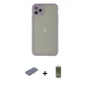 MARSİLYAN™- iPhone 12 Pro Max Kılıf Ahenk Çizgi Serisi - Siyah Joko Magic 5D Hayalet Cam + Renkli Kamera Lens Koruma Cam - PE