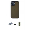 MARSİLYAN™- iPhone 12 Pro Max Kılıf Ahenk Çizgi Serisi - Siyah Joko Magic 5D Hayalet Cam + Renkli Kamera Lens Koruma Cam - YL