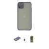 MARSİLYAN™- iPhone 12 Pro Max Kılıf Ahenk Çizgi Serisi - Siyah Joko Magic 5D Hayalet Cam + Renkli Kamera Lens Koruma Cam - YL