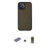 MARSİLYAN™- iPhone 12 Pro Max Kılıf Ahenk Çizgi Serisi - Siyah Joko Magic 5D Hayalet Cam + Renkli Kamera Lens Koruma Cam - MI