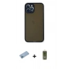 MARSİLYAN™- iPhone 12 Pro Max Kılıf Ahenk Çizgi Serisi - Siyah Joko Magic 5D Hayalet Cam + Shine Kamera Lens Koruma Cam - MI