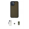 MARSİLYAN™- iPhone 12 Pro Max Kılıf Ahenk Çizgi Serisi - Siyah Joko Magic 5D Hayalet Cam + Shine Kamera Lens - LT
