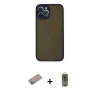 MARSİLYAN™- iPhone 12 Pro Max Kılıf Ahenk Çizgi Serisi - Siyah Joko Magic 5D Hayalet Cam + Shine Kamera Lens Koruma Cam - SABE