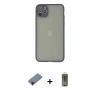 MARSİLYAN™- iPhone 12 Pro Max Kılıf Ahenk Çizgi Serisi - Siyah Joko Magic 5D Hayalet Cam + Shine Kamera Lens Koruma Cam - SH