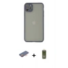 MARSİLYAN™- iPhone 12 Pro Max Kılıf Ahenk Çizgi Serisi - Siyah Joko Magic 5D Hayalet Cam + Renkli Kamera Lens Koruma Cam - TU