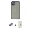 MARSİLYAN™- iPhone 12 Pro Max Kılıf Ahenk Çizgi Serisi - Siyah Mat Seramik Nano Ekran Koruyucu + Metal Kamera Lens Koruma Cam - GD