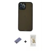 MARSİLYAN™- iPhone 12 Pro Max Kılıf Ahenk Çizgi Serisi - Siyah Mat Seramik Nano Ekran Koruyucu + Metal Kamera Lens Koruma Cam - GD
