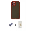 MARSİLYAN™- iPhone 12 Pro Max Kılıf Ahenk Çizgi Serisi - Siyah Mat Seramik Nano Ekran Koruyucu + Metal Kamera Lens Koruma Cam - GD