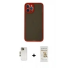 MARSİLYAN™- iPhone 12 Pro Max Kılıf Ahenk Çizgi Serisi - Siyah Mat Seramik Nano Ekran Koruyucu + Shine Kamera Lens - GD